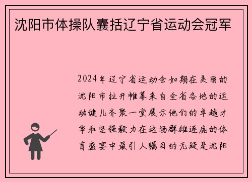 沈阳市体操队囊括辽宁省运动会冠军